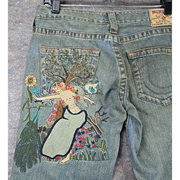 True Religion Denim - NWT True Religion Jeans Embroidered Size 29 Y2K Bobby Flare Lady Godiva Denim